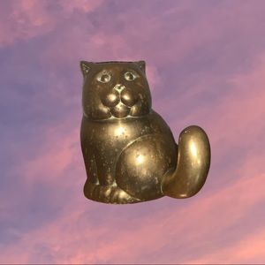 Vintage Brass Bubble Cat Wall hook😽